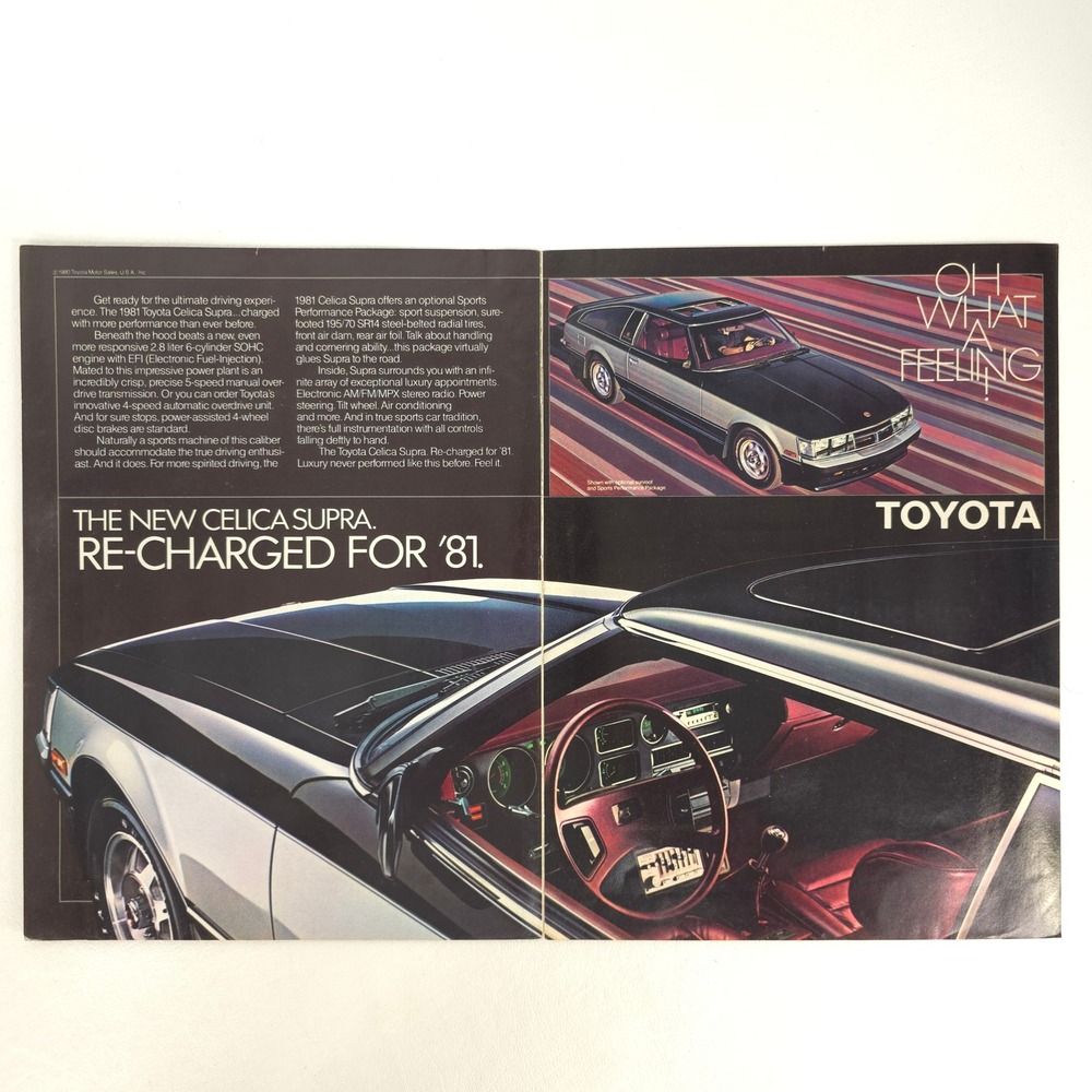 Toyota Celica Supra Print Ad 1981 Sports Car Show Display Vintage Garage Decor
